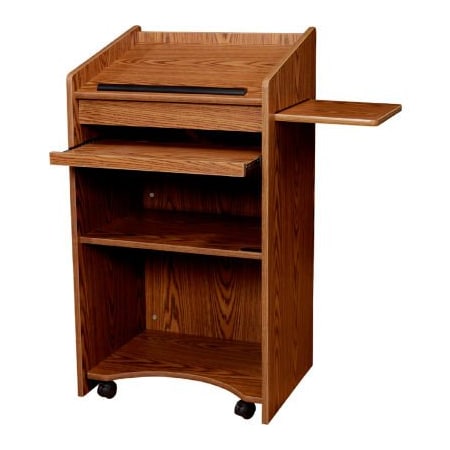 National Public Seating Aristocrat Floor Lectern / Podium - Medium Oak 600-MO